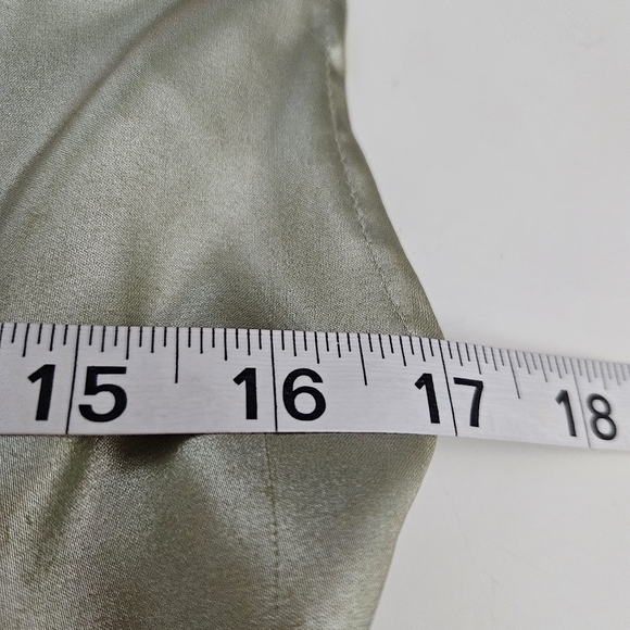 Urban Outfitters Mallory Asymmetrical Metallic Lime Green Slip Dress Size Medium - Picture 8 of 11